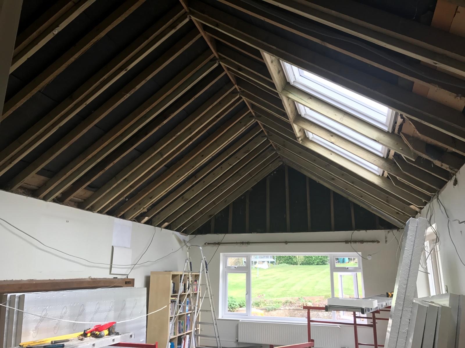 Exposed roof structure during full strip back