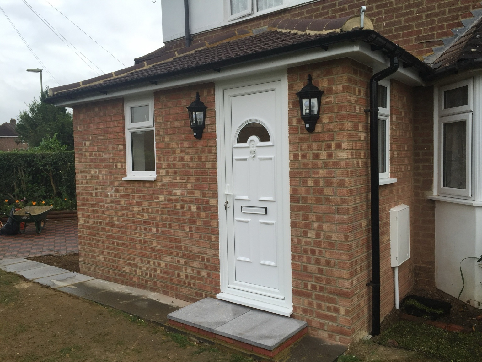 Finished porch extension exterior detail Stafford